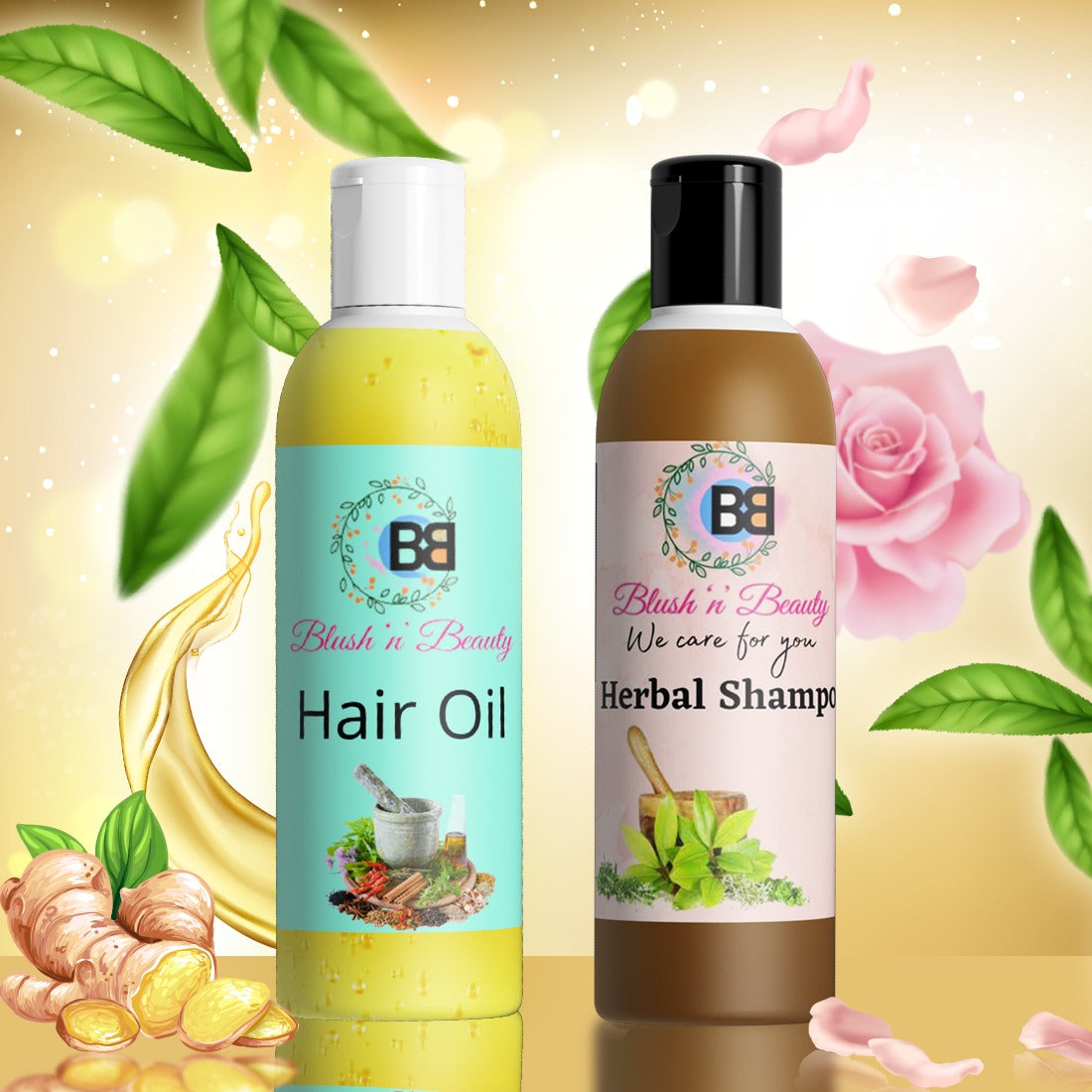 Herbal hair oil and herbal shampoo